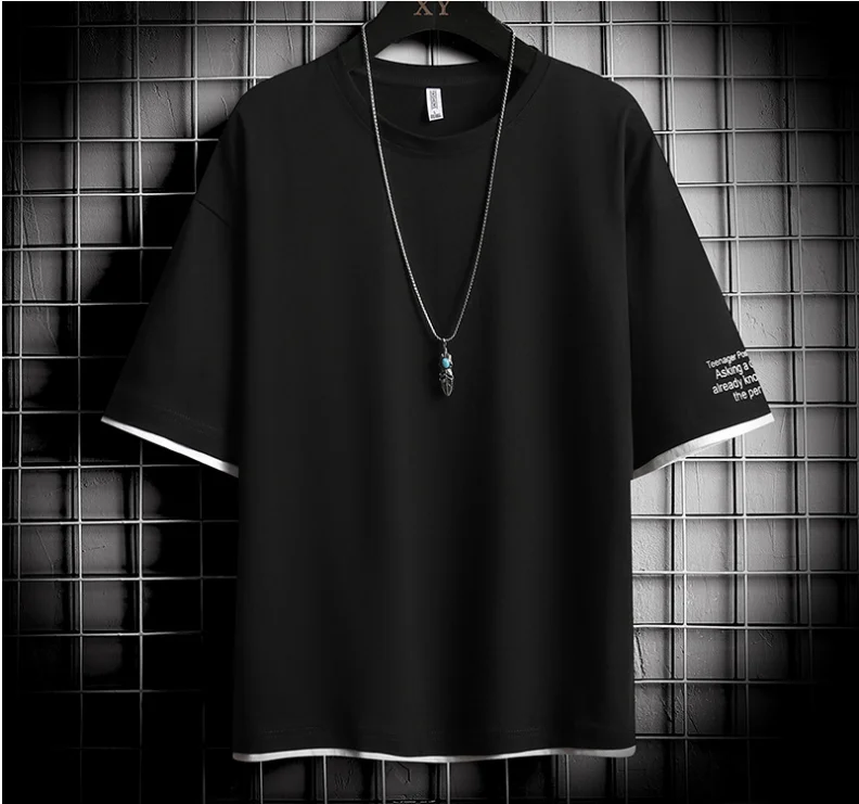 

2022 New Summer Men Cotton Casual Short Sleeves Round neck T shirts Tops