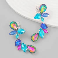 trendy fashion design alloy drop shaped glass diamond earrings womens european and american new color diamond geometric earring