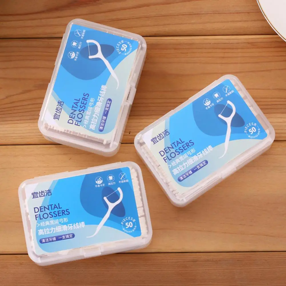 

Oral Care Ultra Fine Hollow Out Non-drop Flosser 50Pcs/Box Dental Floss for