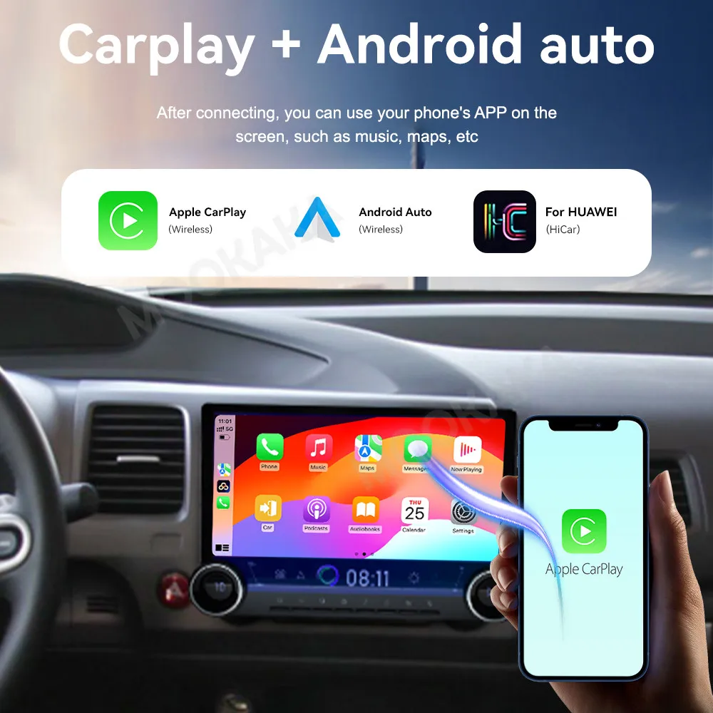 w Hondzie Civic 2006-2011 Android Car Radio 2Din Stereo Receiver Autoradio Odtwarzacz multimedialny GPS Navi Head Unit