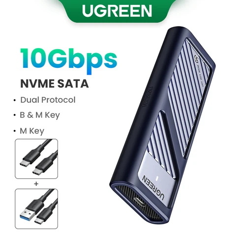 UGREEN M2 SSD Case M.2 NVMe SATA SSD Enclosure Adapter 10Gbps USB 3.2 Gen2 USB C External Enclosure Supports M and B&M Keys