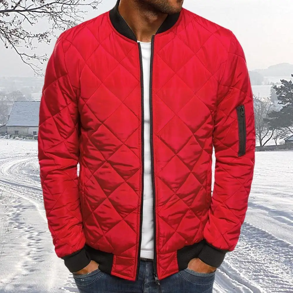 New Men Windbreaker Winter Coat Padded Puffer Jacket Warm Up Clothes Casual Bomber Casual Zip Fashion Cotton Outwear Coat N7V4