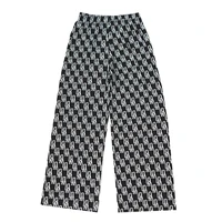 simple vintage thin black plaid stripe causal long pants women 2021 street style fashion straight wide leg oversized trousers