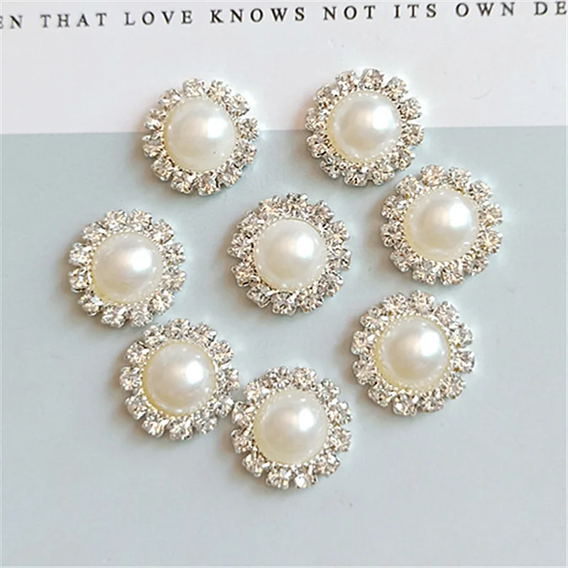 

Kewgarden DIY Pearl Rhinestone Disc Alloy Accessories Make Handmade Hair Bows Accessories Earrings Materials 30 Pcs