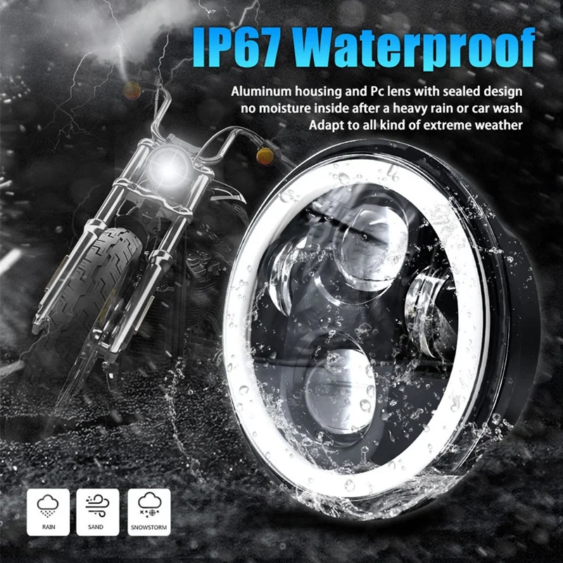 Фара 5-3/4 дюйма с белым ореолом для Sportster Iron 883 Dyna Street Bob