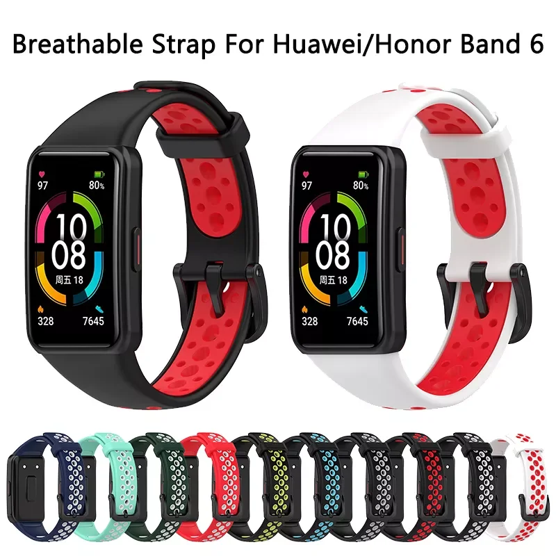

Breathable wristband For Huawei Honor Band 6 Band6 Silicone Smart Wristband Bracelet Replacement Strap For Huawei Band 6 Band6