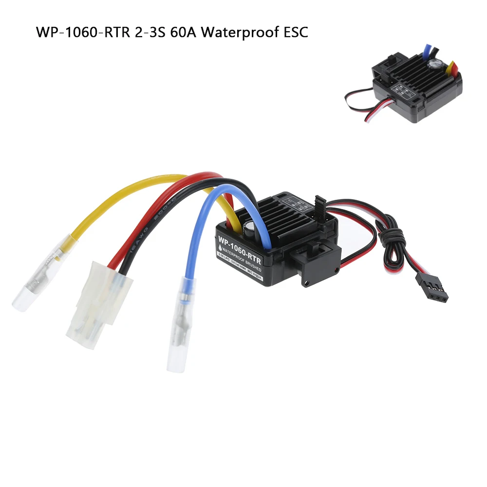 

Hobbywing WP-1060-RTR 2-3S 60A Waterproof Brushed ESC w/BEC 5V/2A for 1/10 RC Tamiya Traxxas Redcat HPI RC Car Parts