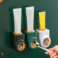 creative automatic toothpaste dispenser toothpaste squeezer wall mount toothbrush holder storage rack bathroom accessories set