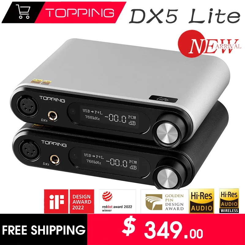 

TOPPING DX5 Lite Digital Audio Decoder ES9068AS*2 DAC Headphone Amplifier Fully Balanced Lossless HIFI Bluetooth DSD512 PCM768