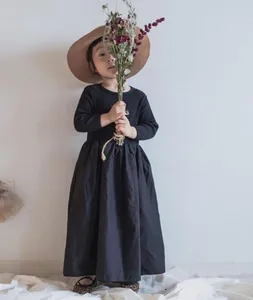 Новинка 2022, весенне-осеннее повседневное длинное платье-трапеция для девушек в полоску в стиле мори, платье принцессы, Южная Корея