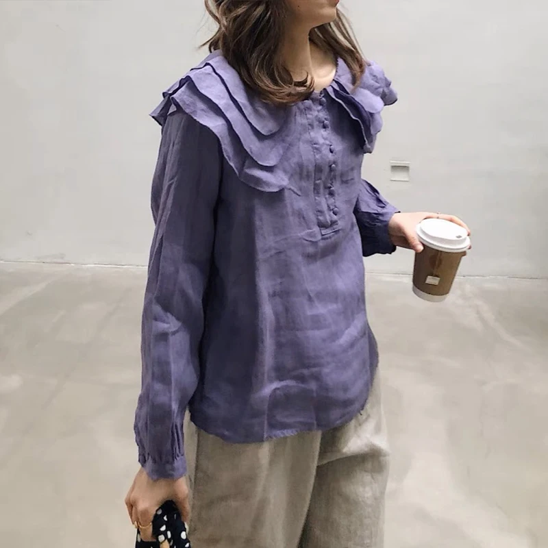 Женские рубашки в японском стиле мори Johnature повседневные свободные блузки с
