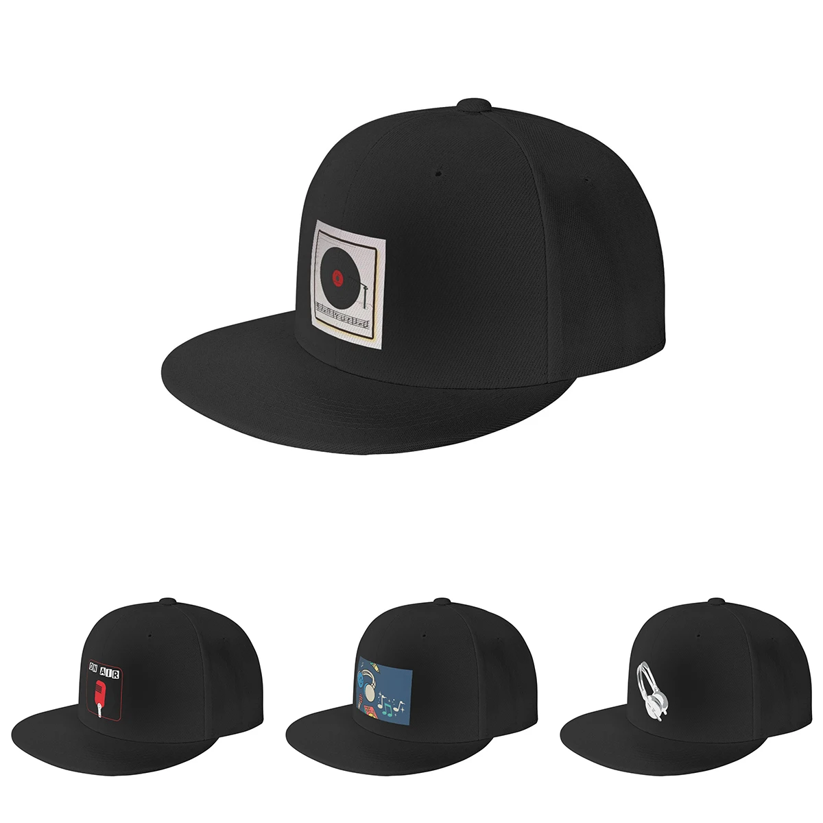 Personalized DJ Music Hip Hop Hats for Men Black Trucker Flat Bill Mens Fitted Colorado Classic Baseball Cap