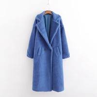 autumn and winter new womens fashion solid color furry long coat