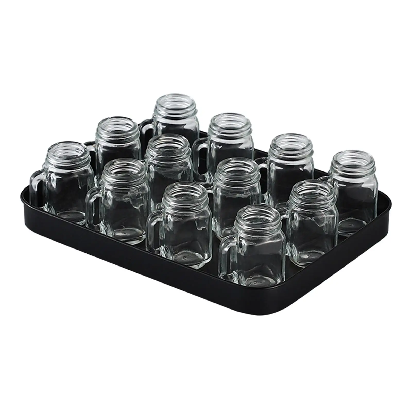 

40ml Shot Glasses with Holder Tray Clear Jars Set of 12 Pieces Wine Glasses Goblet Cocktails Glass for Parties Wedding Christmas