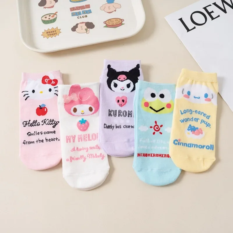 

lovely Sanrio Socks Cartoon Kuromi Cinnamoroll Melody KT Keroppi Anime Autumn Thin Comfortable Breathable Cartoon Socks Girl
