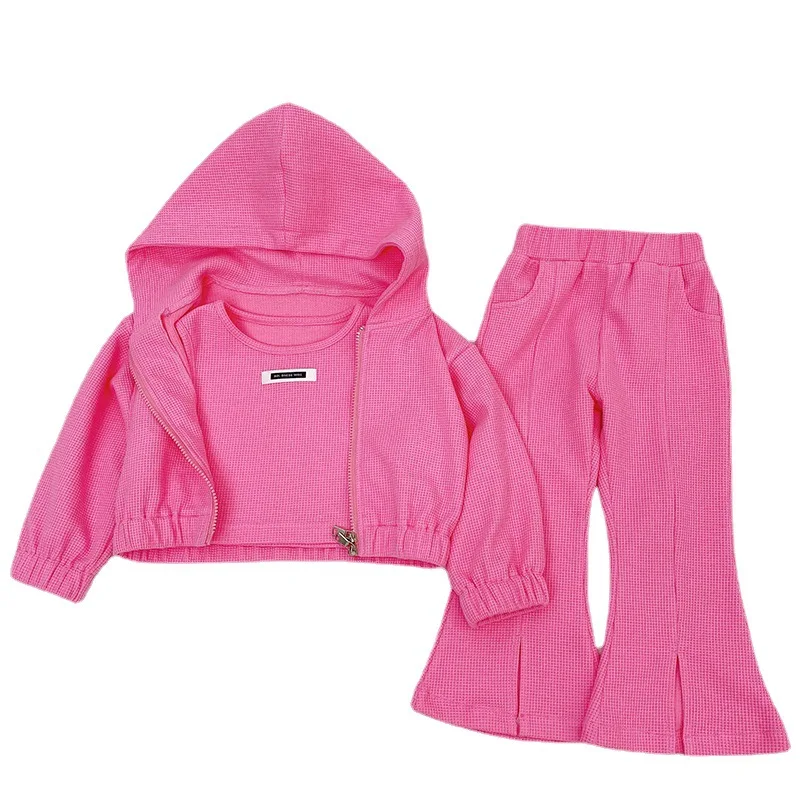 Toddler Girl Sport Clothing Set Autumn Hodded Jacket Crop Top Pants Children Highj Quality Clothing Set Kids Clothing Wholesale