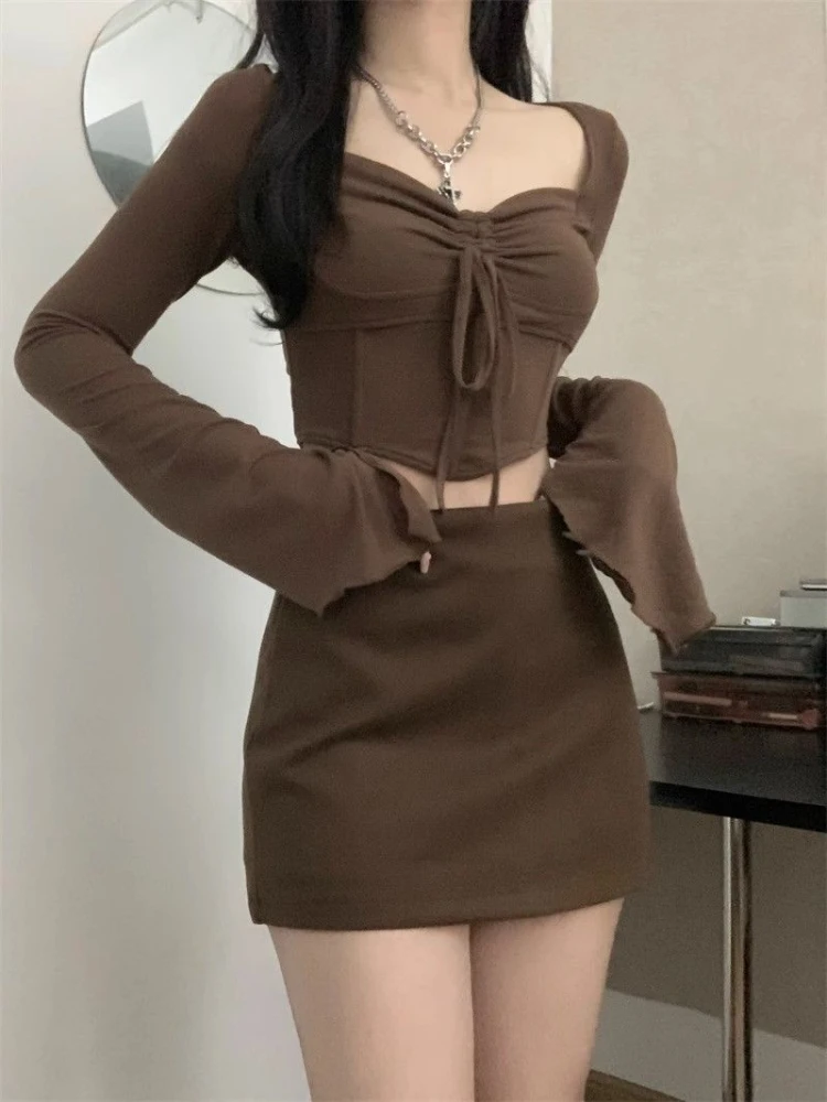 Женский винтажный костюм с плиссированной юбкой элегантный комплект из 2