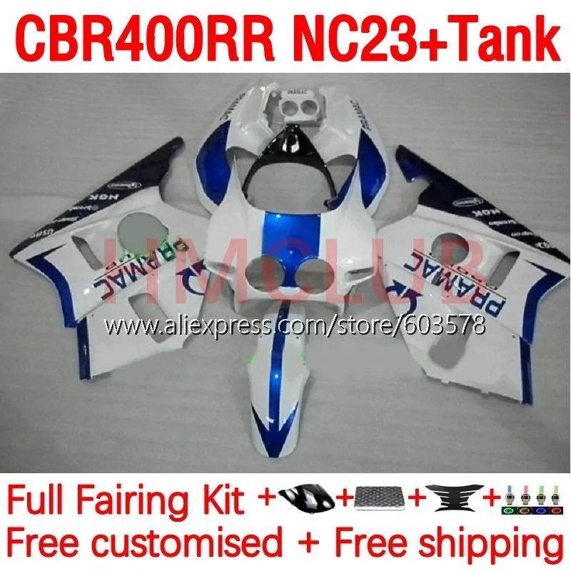 

Body +Tank For HONDA CBR400RR NC23 CBR 400RR 88-89 Bodywork CBR400 400 RR CC 88 89 1988 1989 Fairings PRAMAC blue Kit 196No.25