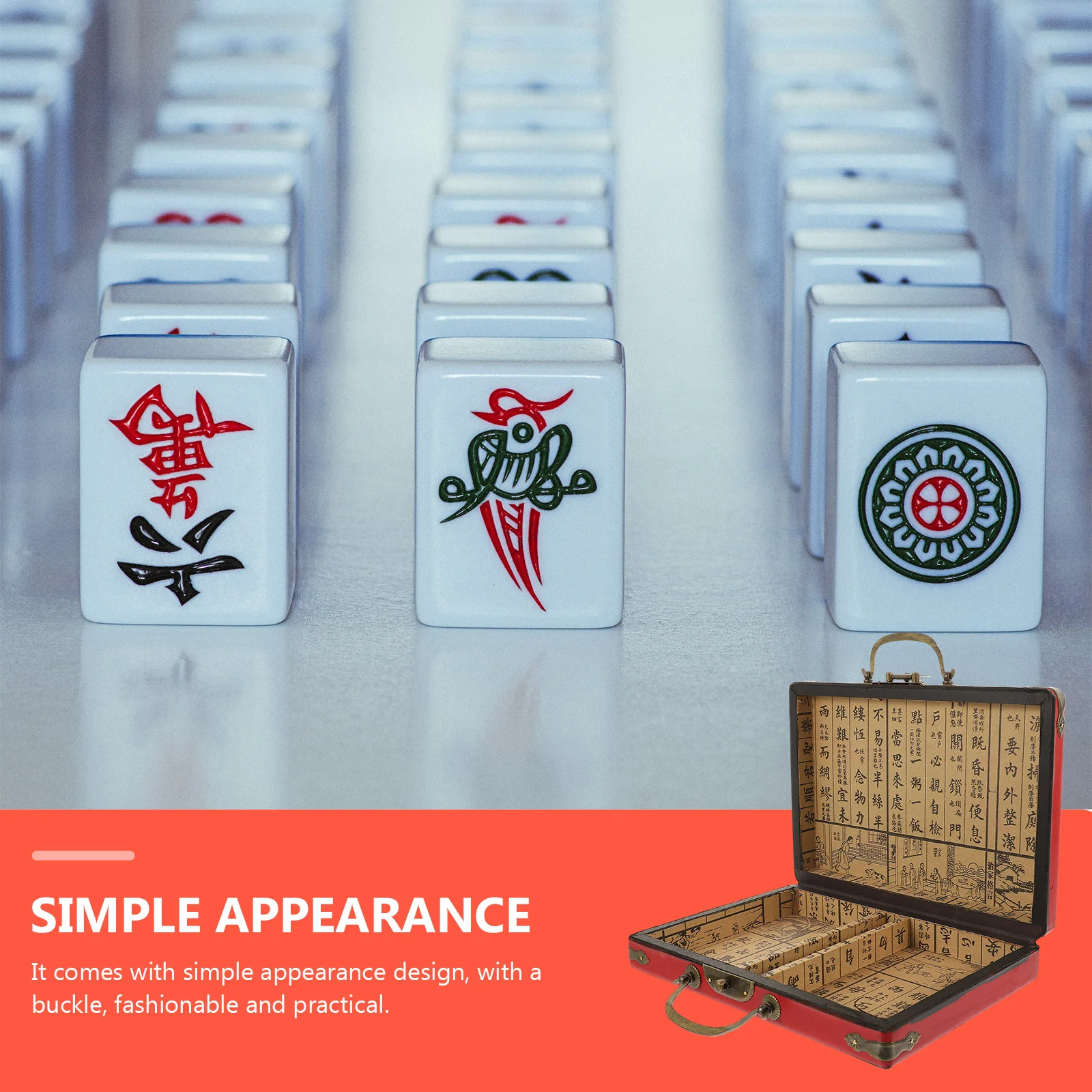 

Storage Tank Vintage Style Mahjong Case Handle Design Carrier Retro Household Organizer Travel Jewellery