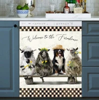 kitchen dishwasher magnet decor cover the shepherd dog and his three sheep