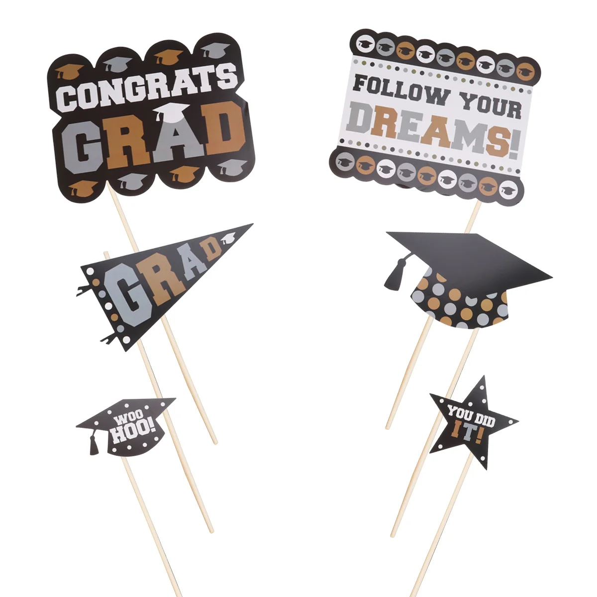 

30 Pieces Photo Booth Props Kit Glitter Doctorial Funny Images Pose Sign Cutout Kit Graduation Party Favor Supplies