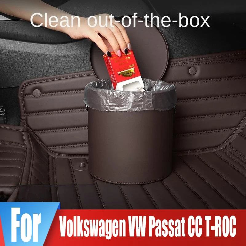 

For Volkswagen VW Passat B6 B7 CC T-ROC T-CROSS Car Garbage Can Hanging Portable Pocket Cleaning Tool Storage Bucket Accessories