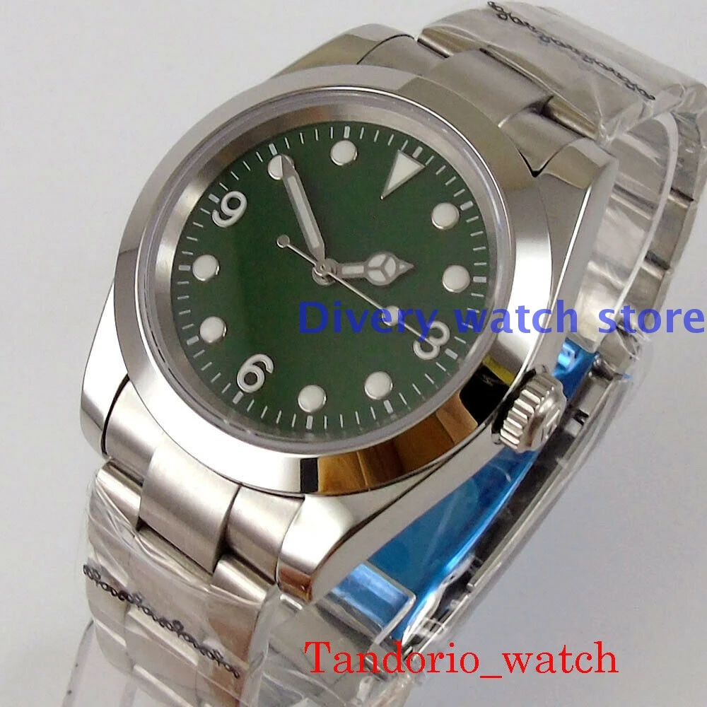 

Bracelet Green Sterile Dial Screwback NH35A Automatic Men‘s Watch Sapphire Crystal Polished Bezel Green Dial Oyster