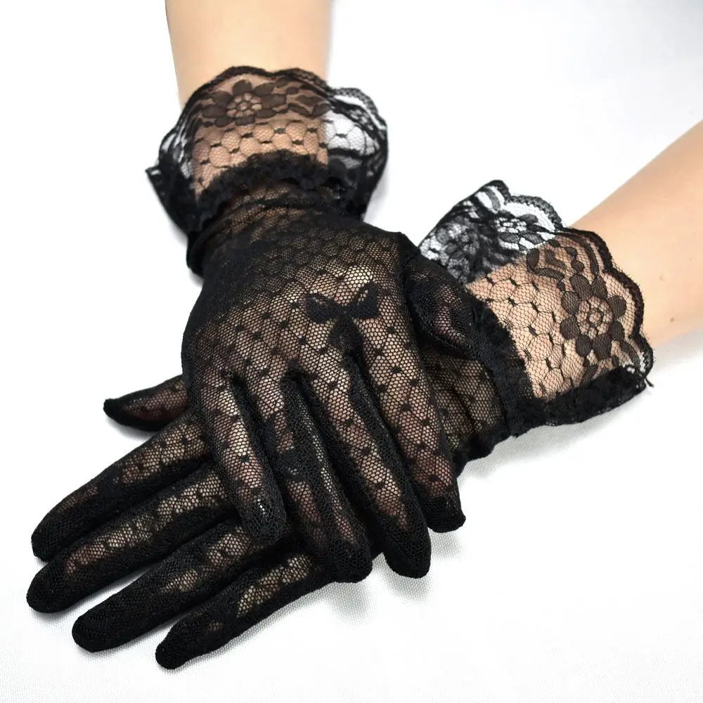 

Full Finger Paragraph Wedding Bow Summer Sunscreen Mittens Bride Gloves Lace Glove Sexy Dress Party