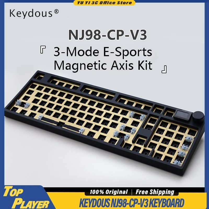 Фото Игровая клавиатура Keydous NJ98-CP V3 с магнитными переключателями, три режима подключения, регулируемый ход клавиш, без зон смерти, беспроводная, с возможностью горячей замены переключателей №1