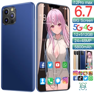 smart phone i12 pro max 5800mah global version12gb 512gb 6 7 inch 10 core android 10 cellphone mobile cell phone unlock 4g5g free global shipping