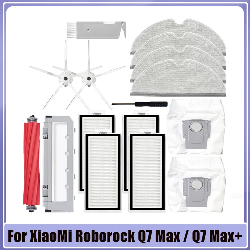 

Main / Side Brush Hepa Filter Mop Cloth Accessories For XiaoMi Roborock Q7 Max / Q7 Max+ / T8 Robot Vacuum Cleaner Spare Parts