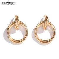 new fashion big geometric round earrings gold color round vintage stud earrings for women wedding punk jewelry 2022trend