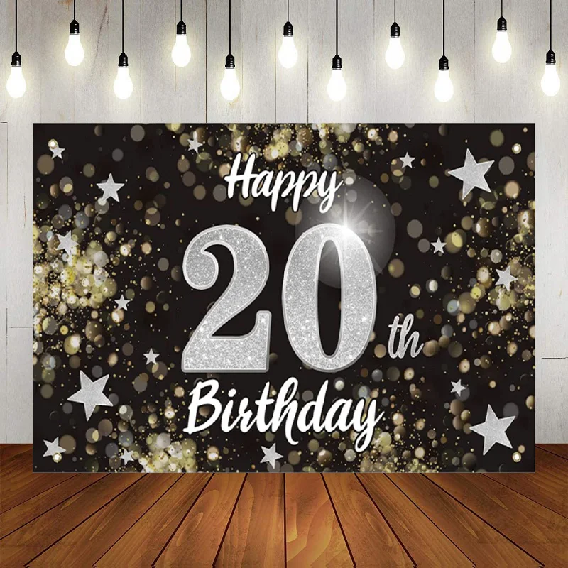 

Happy 20th Birthday Party Photography Backdrop Banner Decor Blue Cheers Theme Background Poster Balloon Princess Prince