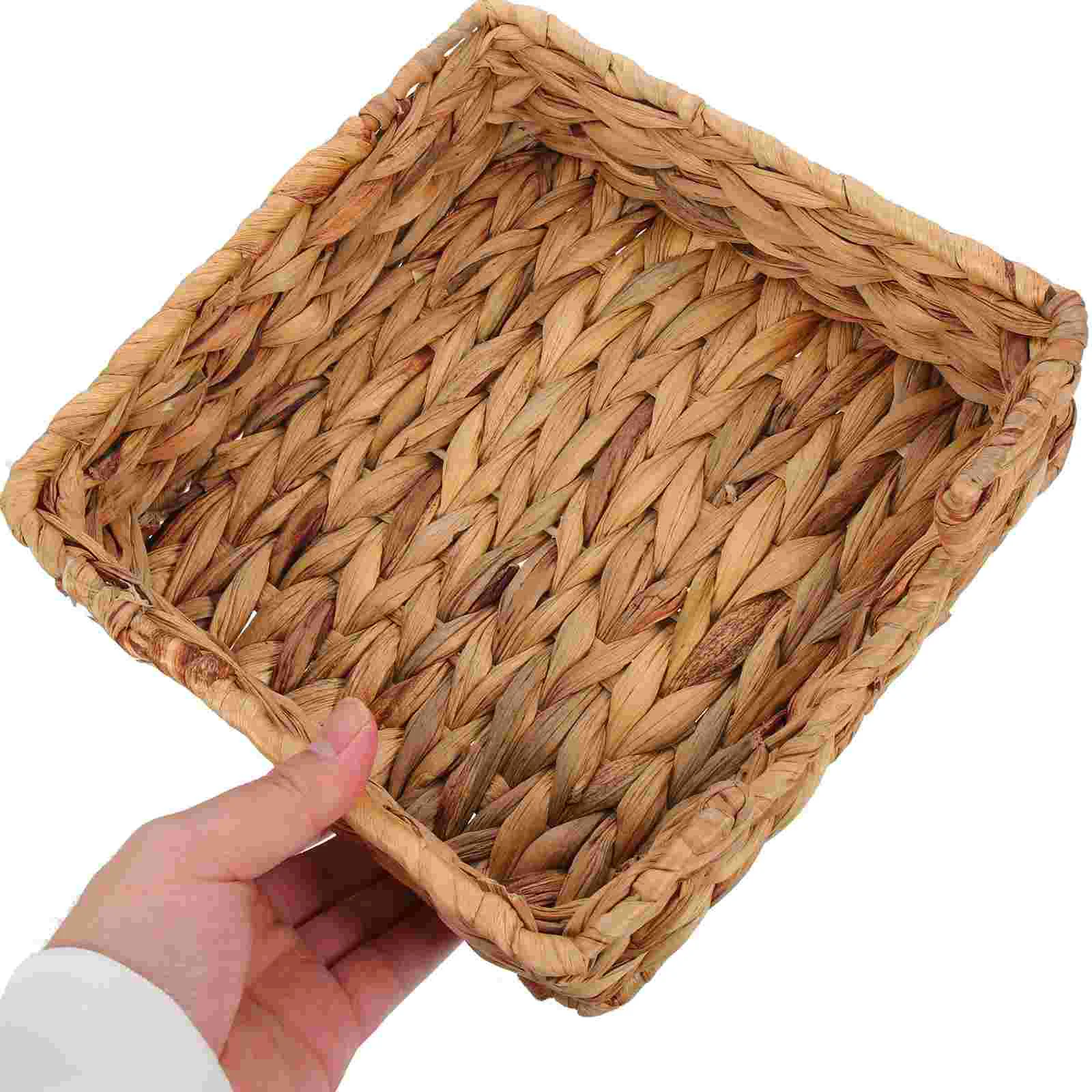 

Straw Tissue Box Woven Tray Desktop Decoration Paper Holders Storage Cloth Basket Decorative Baskets Natural Table napkin rings