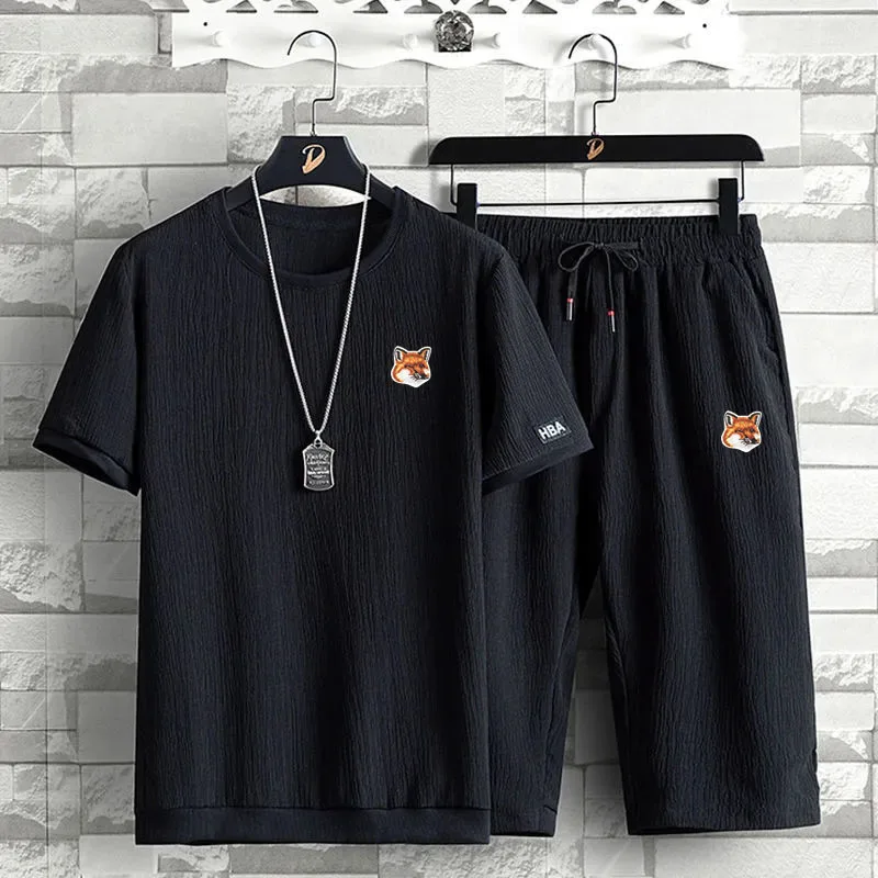 

2022 New Men's Casual T-shirt Brand Lazy Fox Embroidery Logo O-Neck Top Street Yuansu Fashion Street Men's Jacket