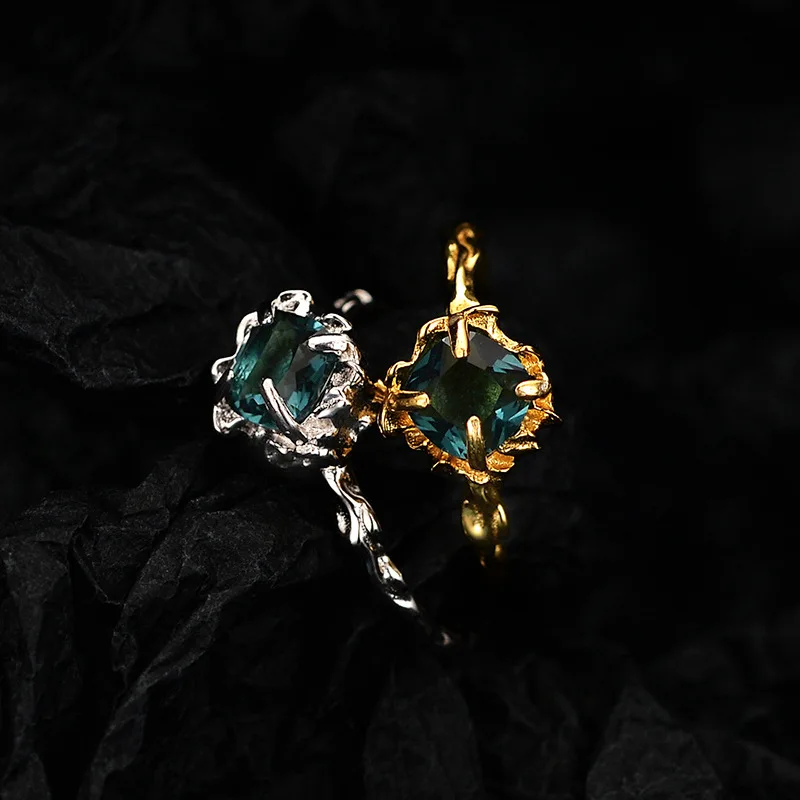 Женские регулируемые кольца из серебра 925 пробы с фианитом