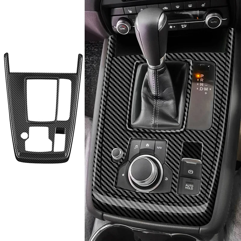 

for Mazda CX-8 Carbon Fiber ABS Car Gear Shift Panel Cover Center Control Gear Shifter Frame Trim Protector RAD