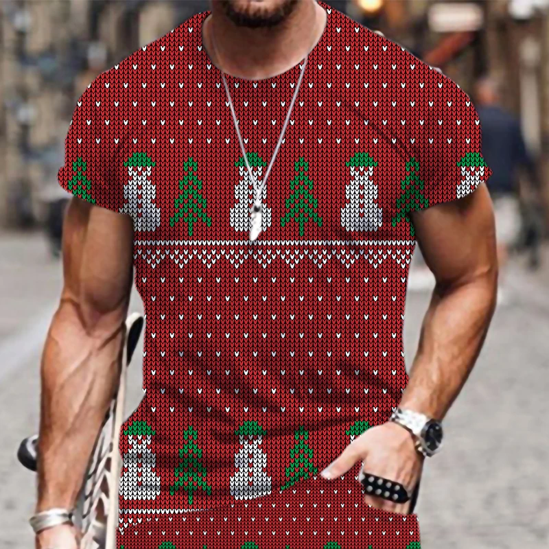 

2022 new Christmas 3D color print T-shirt summer fashion casual couples short sleeve mens t shirts
