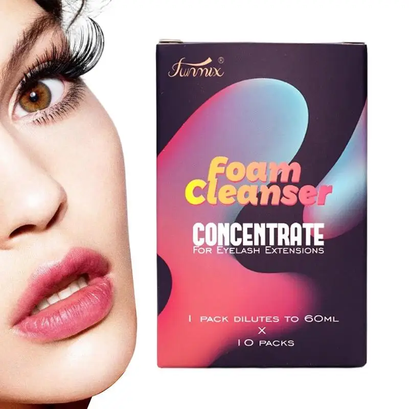 

10 Packs Lash Shampoo Concentrate No Stimulation Lash Cleanser DIY Professional Eyelash Extension Bath Foam Makeup Remover