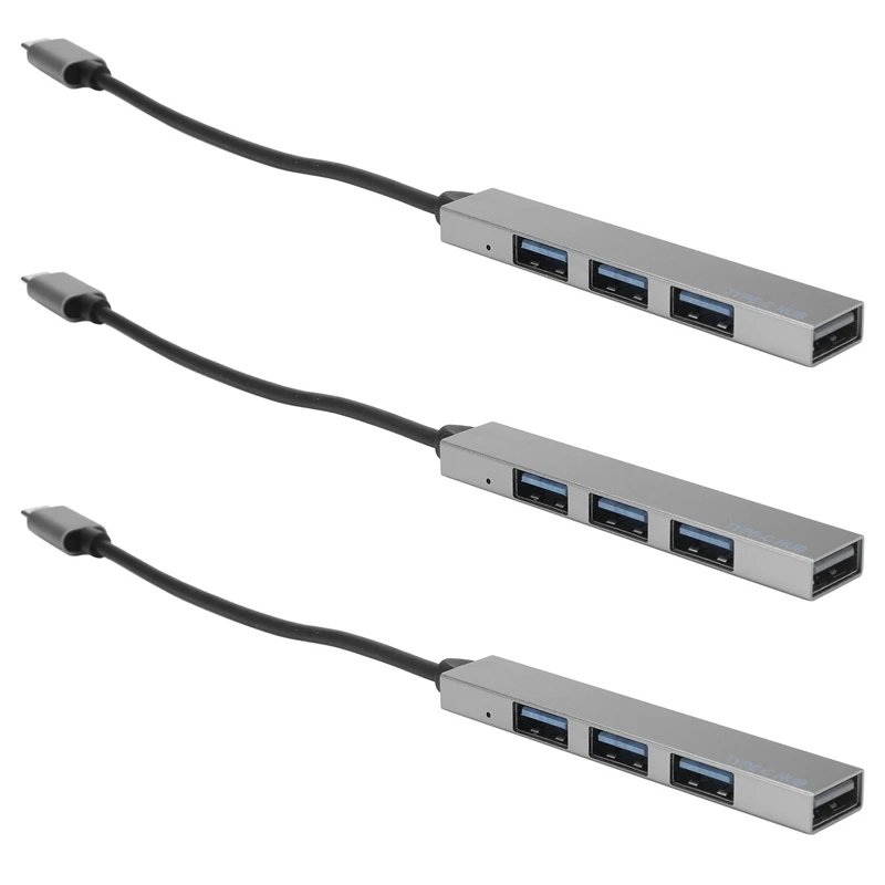 

3X Type-C to 4 USB Hub Expander Ultra-Thin Mini Portable 4-Port USB 3.0 Hub USB Power Interface for Mac-Book Laptop