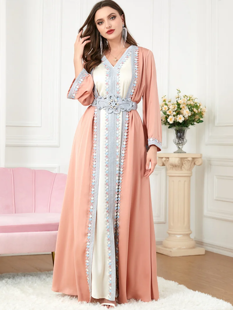 2 Piece Abaya for Women Arabic Evening Dresses  Morrocan Kaftan Gulf Dubai Jalabiya Islamic Long Dress Ramadan Eid Muslim Set