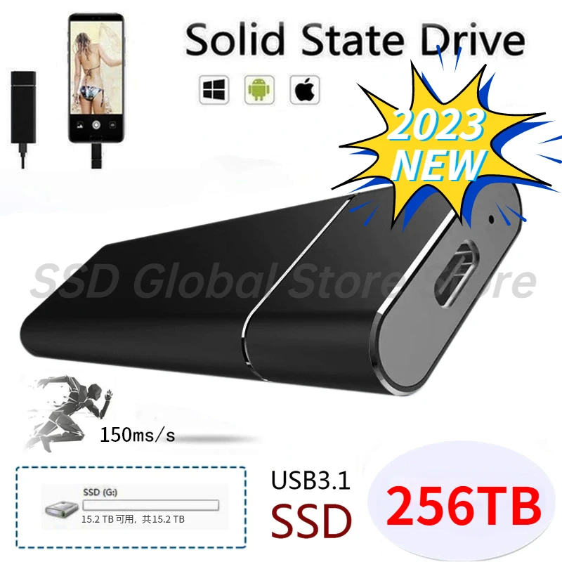 

New SSD 256TB Flash Hard Drive External 2TB High Speed USB3.1 16TB SSD Storage Portable HD Hard Disk for Laptop/mac Wish OTG*2