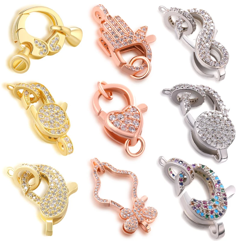 

DIY Fashion Jewelry Findings New Zircon Lobster Clasp Split Hooks and Clasps Connectors for Necklace Bracelet Chain Accessories