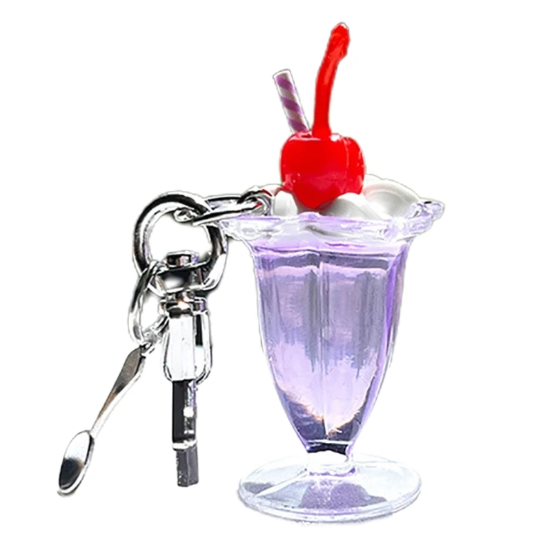 652F Уникальный брелок для ключей с чашкой вишневого крема украшение рюкзака