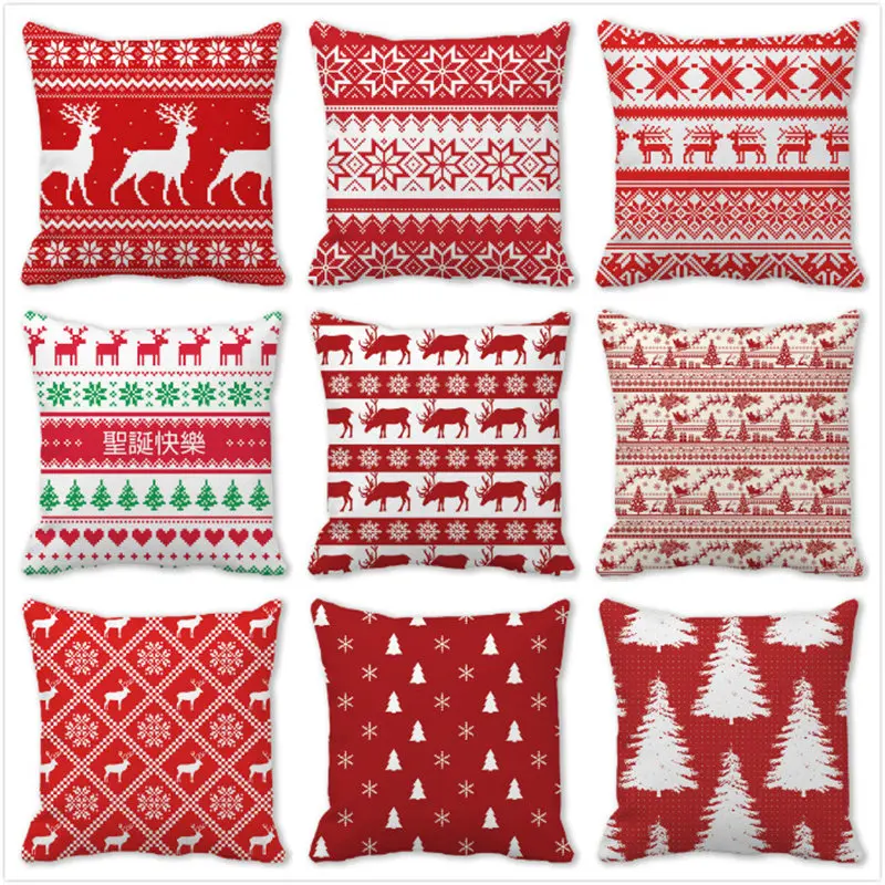 

40 стилей, новогодние украшения 2023, 45x45 см, чехол для подушки, для дома, Санта-Клаус, рождественские украшения