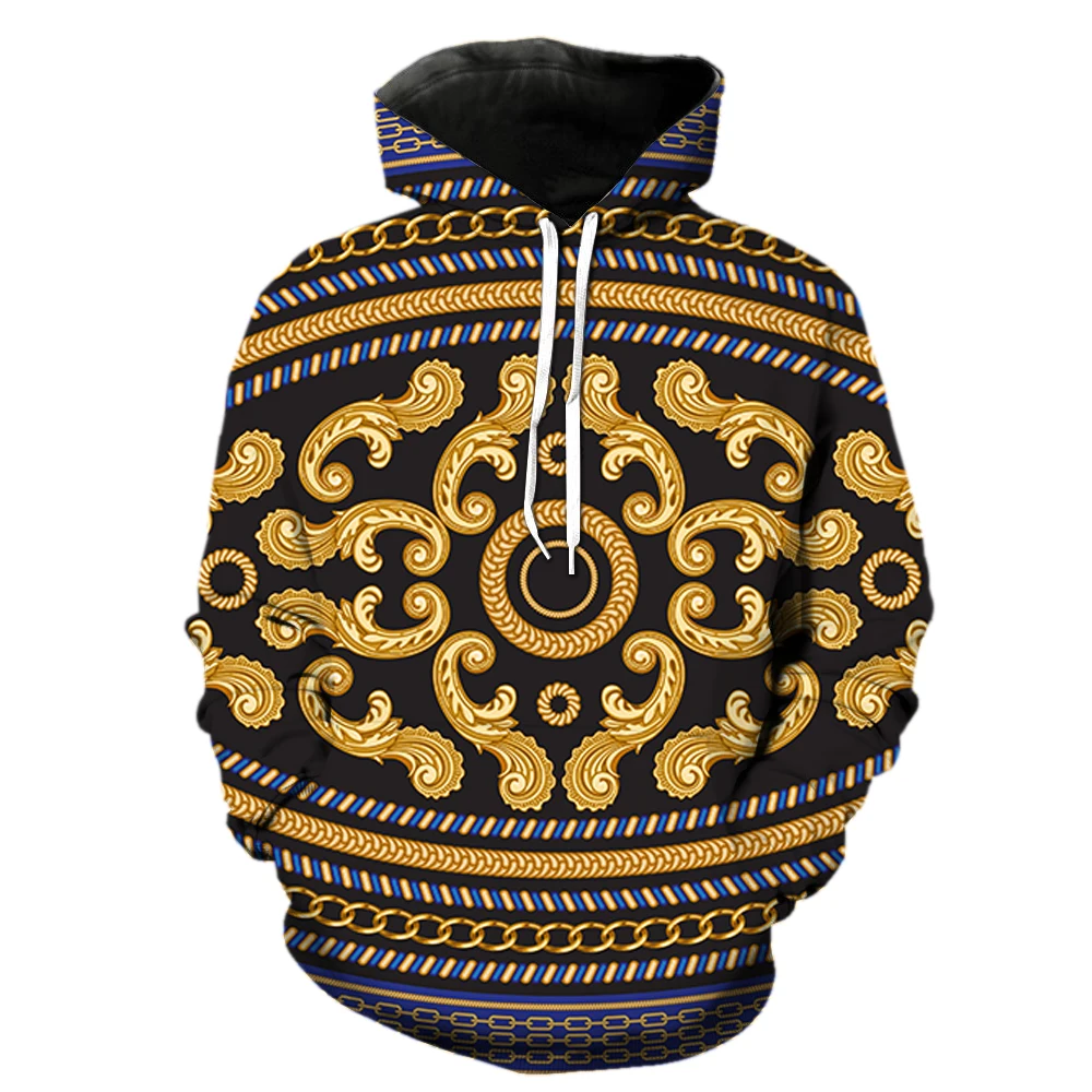 

Luxury Golden Pattern Men's Hoodies 2022 Hot Sale Casual With Hood Jackets Funny 3D Printed Pullover Streetwear Sweatshirts Tops