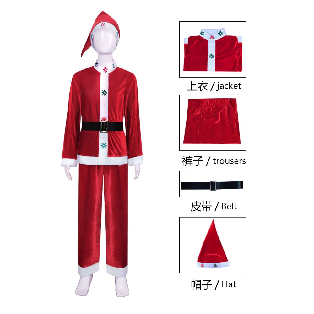 Santa Clothes Christmas Party costume Children's Boy Girl Cute Christmas suit Jacket pant with hat  New Halloween Costume