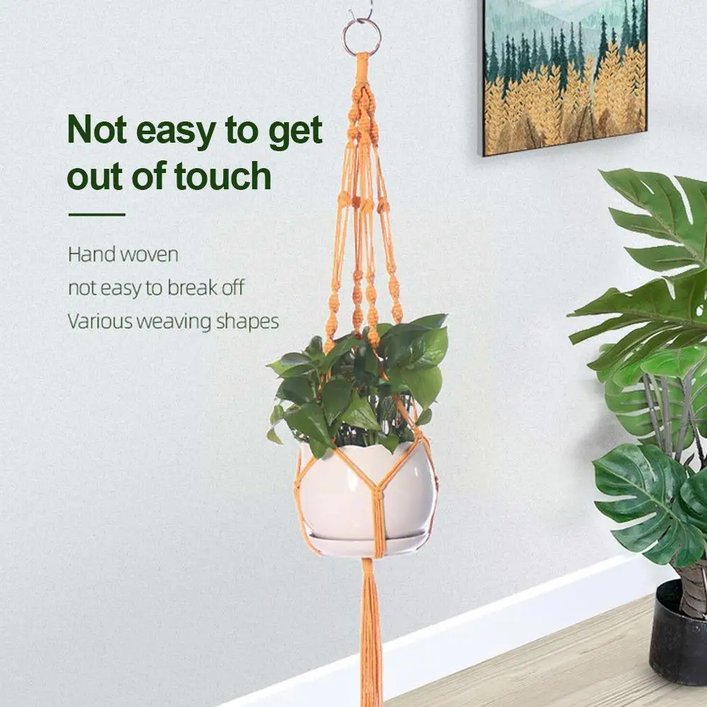 

Colorful Macrame Plant Hanger Pot Hanger Pot Tray Plant Black Green Tray Pot Flower Yellow Net Bag Gray H9x4