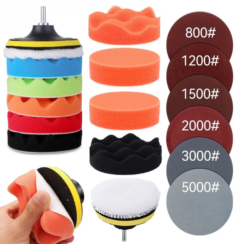 3"Car Waxing Sponge Pad Polishing Kit Auto Detailing Sandpap