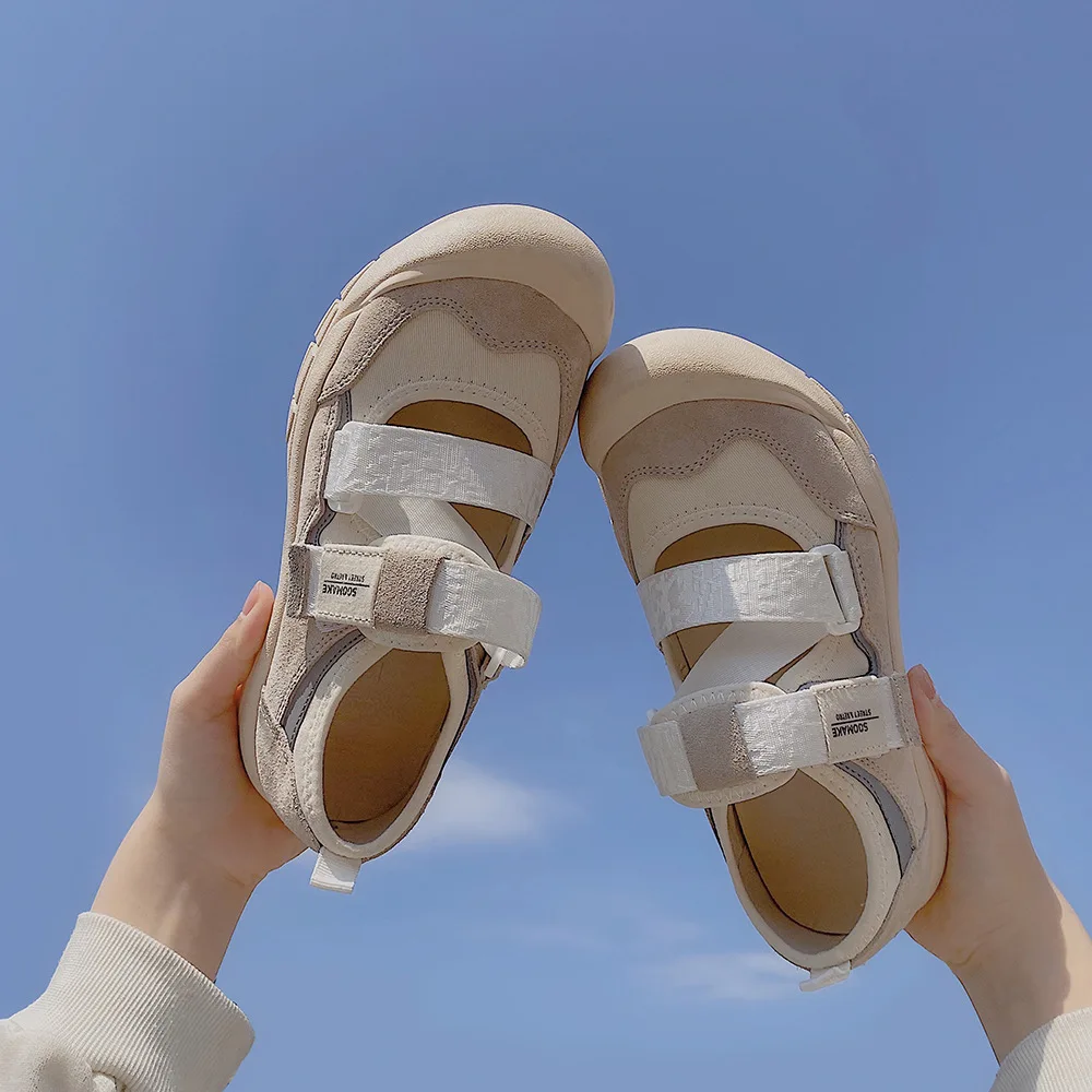 

2022 Women's Sneakers Round Head Thick Bottom Ugly Cute Female Mary Jane Shoes Simple Doll Kawai Casual Ladies Student Sandals